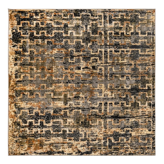 Unique Loom Saturn Collection Area Rug - Aura (5' 3" Square Blue/Beige)