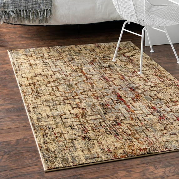 Unique Loom Saturn Collection Area Rug - Aura (5' 3" x 8' Rectangle Beige Cream/Beige)