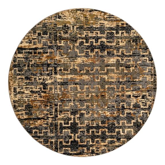 Unique Loom Saturn Collection Area Rug - Aura (7' 10" Round Blue/Beige)