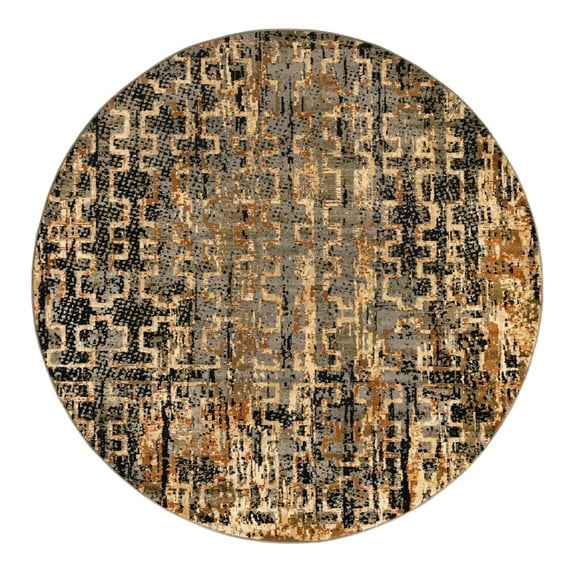 Unique Loom Saturn Collection Area Rug - Aura (7' Round Blue/Beige)