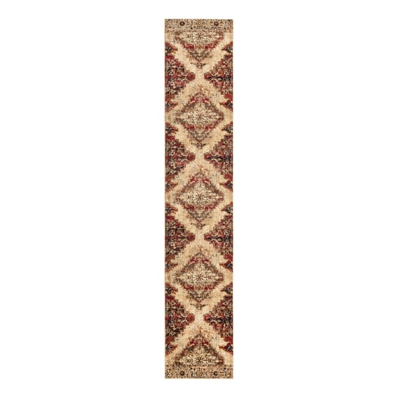 Unique Loom Saturn Collection Area Rug - Evo (2' 7" x 14' 1" Runner Burgundy Beige/Cream)