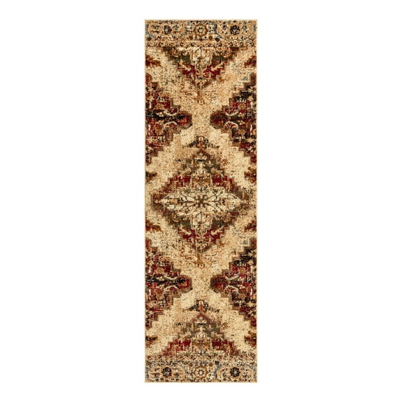 Unique Loom Saturn Collection Area Rug - Evo (2' x 7' 1" Runner Burgundy Beige/Cream)