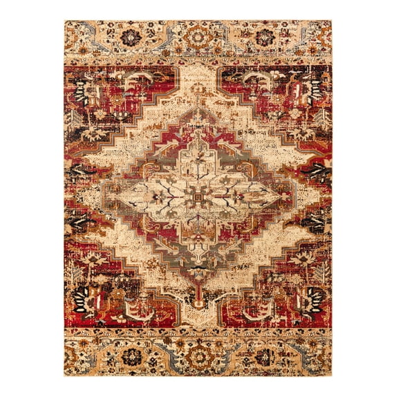 Unique Loom Saturn Collection Area Rug - Evo (9' x 12' Rectangle Burgundy Beige/Cream)