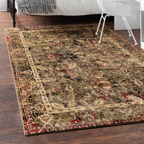 Unique Loom Saturn Collection Area Rug - Ion (10' x 14' Rectangle Green/Beige)