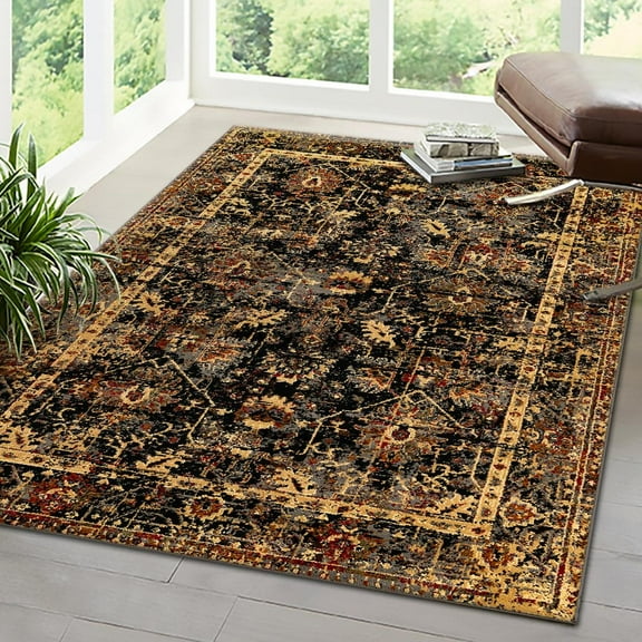 Unique Loom Saturn Collection Area Rug - Ion (2' x 3' 1" Rectangle Black/Cream)