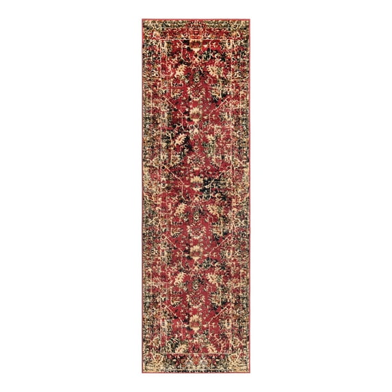Unique Loom Saturn Collection Area Rug - Ion (2' x 7' 1" Runner Burgundy/Cream)