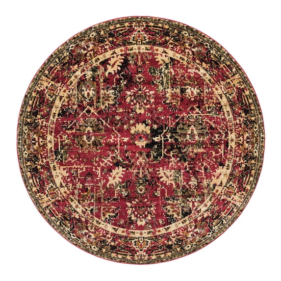 Unique Loom Saturn Collection Area Rug - Ion (7' 1" Round Burgundy/Cream)