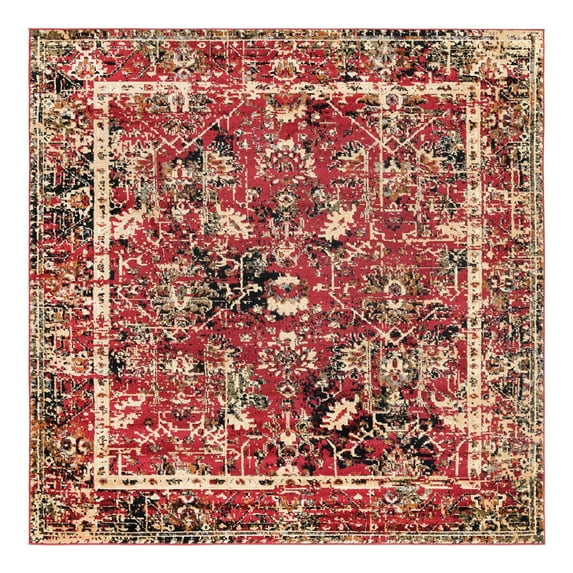 Unique Loom Saturn Collection Area Rug - Ion (7' 10" Square Burgundy/Cream)