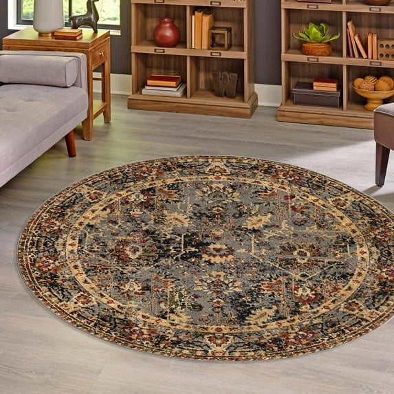 Unique Loom Saturn Collection Area Rug - Ion (7' Round Blue/Beige)
