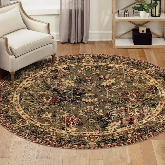 Unique Loom Saturn Collection Area Rug - Ion (7' Round Green/Beige)