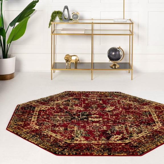 Unique Loom Saturn Collection Area Rug - Ion (8' Octagon Burgundy/Cream)