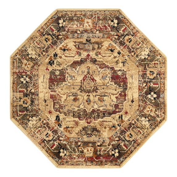Unique Loom Saturn Collection Area Rug - Outlook (5' 3" Octagon Cream/Cream)