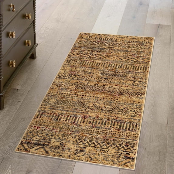 Unique Loom Saturn Collection Area Rug - Relay (2' 2" x 9' Runner Beige/Cream)