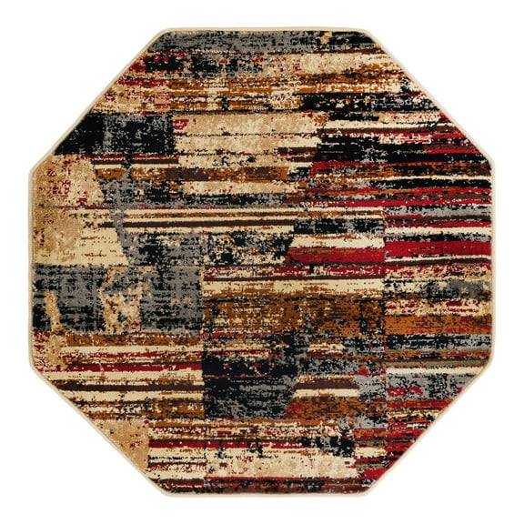 Unique Loom Saturn Collection Area Rug - Vue (3' 3" Octagon Multi/Beige)
