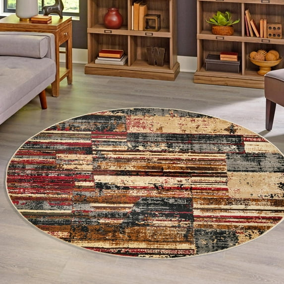 Unique Loom Saturn Collection Area Rug - Vue (7' 10" Round Multi/Beige)