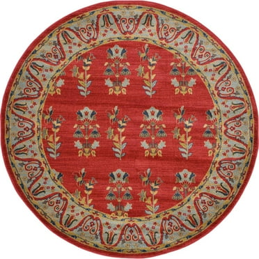 Unique Loom Savoy Fars Rug , 6' 1" x 6' 1" ,Red