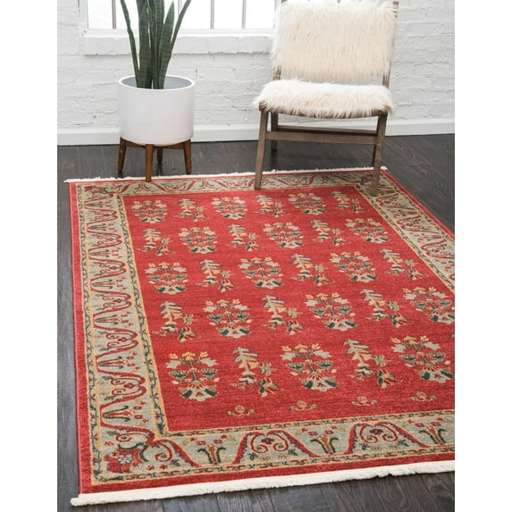 Unique Loom Savoy Fars Rug , 3' 3" x 5' 3" ,Red