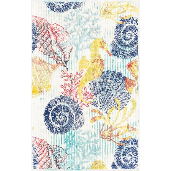 Unique Loom Seahorse Ariel Area Rug, Multi, 5' 3 x 8'