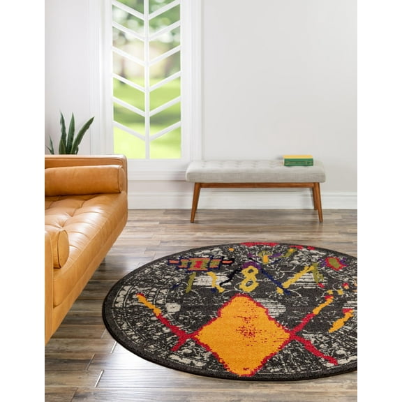 Unique Loom Sedona Collection Area Rug - Bryce (6' 1" Round Brown/Beige)