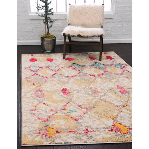 Unique Loom Sedona Collection Area Rug - Canyon (5' 1" x 8' Rectangle Beige/Light Blue)