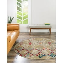 Unique Loom Sedona Collection Area Rug - Canyon (8' Round Beige/Light Blue)
