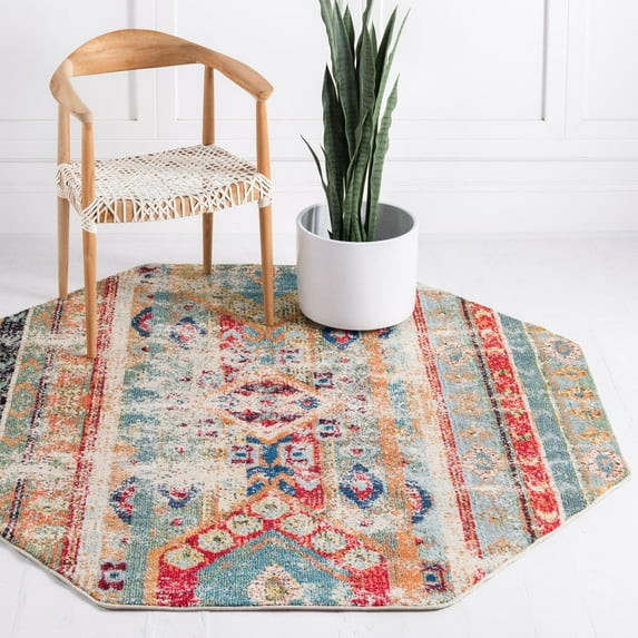 Unique Loom Sedona Collection Area Rug - Yellowstone (8' Octagon Blue/Beige)