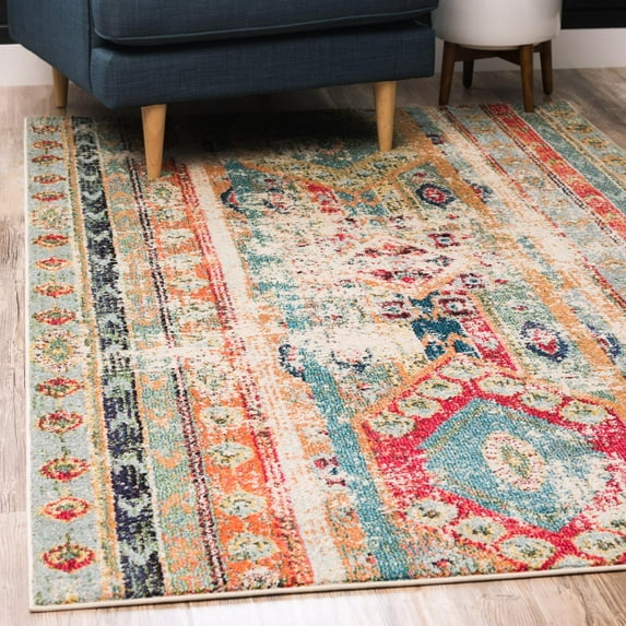 Unique Loom Sedona Collection Area Rug - Yellowstone (8' x 11' Rectangle Blue/Beige)