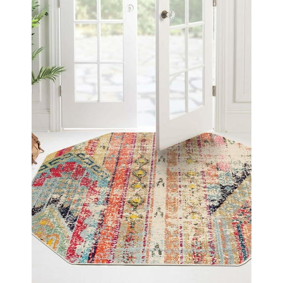 Unique Loom Sedona Collection Area Rug - Yosemite (5' Octagon Multi/Blue)