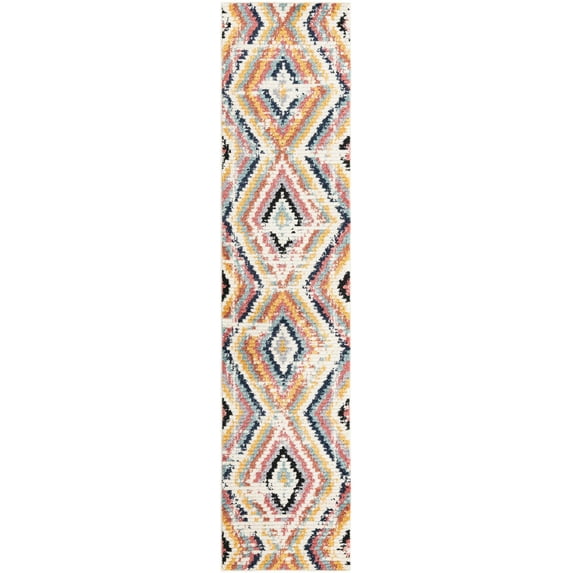 Unique Loom Seema Tagine Rug ,Runner,2' 7" x 12' 2" Ivory Contemporary Geometric Bathroom Hallway Mud Room