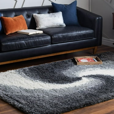 Unique Loom Soft Touch Shag Collection Area Rug - Selin (9' 10" x 13' 1" Rectangle Smoke Gray/Ivory)