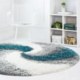 thumbnail image 1 of Unique Loom Soft Touch Shag Collection Area Rug - Selin (5' 3" Round Turquoise/Gray), 1 of 7