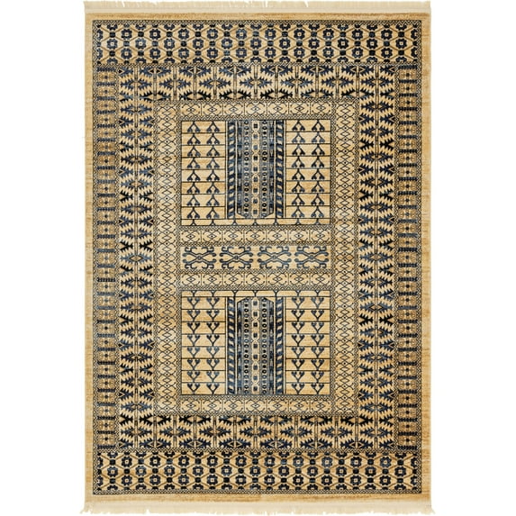 Unique Loom Sequoia District Rug Beige/Blue 7' x 10' Rectangle Geometric Southwestern Perfect For Living Room Bed Room Dining Room Office