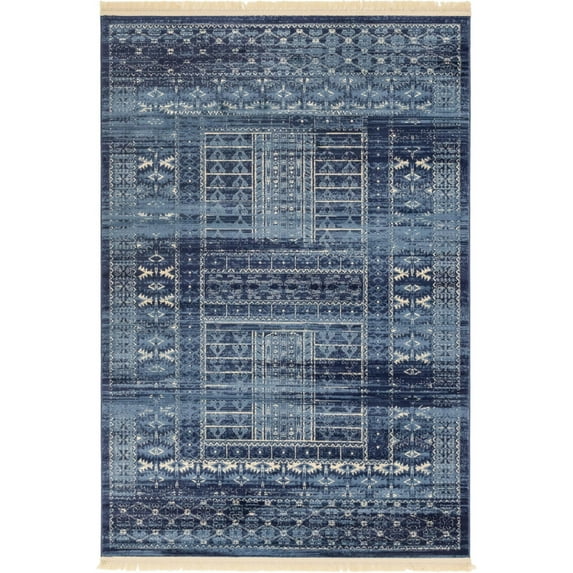 Unique Loom Sequoia District Rug Blue/Navy Blue 6' 1" x 9' Rectangle Geometric Southwestern Perfect For Living Room Bed Room Dining Room Office