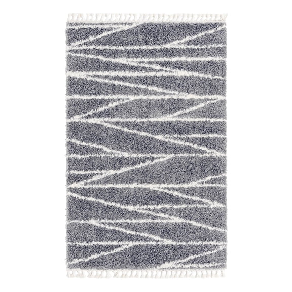 Unique Loom Serenity Shag Collection Area Rug - Castries (5' 3" x 8' Rectangle Gray/Ivory)
