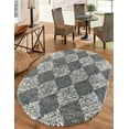 thumbnail image 1 of Unique Loom Serenity Shag Collection Area Rug - Soufriere (5' 3" x 8' Oval Gray/Ivory), 1 of 12