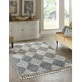 thumbnail image 1 of Unique Loom Serenity Shag Collection Area Rug - Soufriere (5' 3" x 8' Rectangle Gray/Ivory), 1 of 12