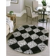 thumbnail image 1 of Unique Loom Serenity Shag Collection Area Rug - Soufriere (7' 10" x 10' Oval Black and White), 1 of 11