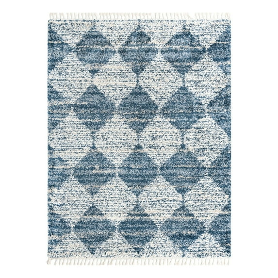 Unique Loom Serenity Shag Collection Area Rug - Soufriere (7' 10" x 10' Rectangle Blue/Ivory)