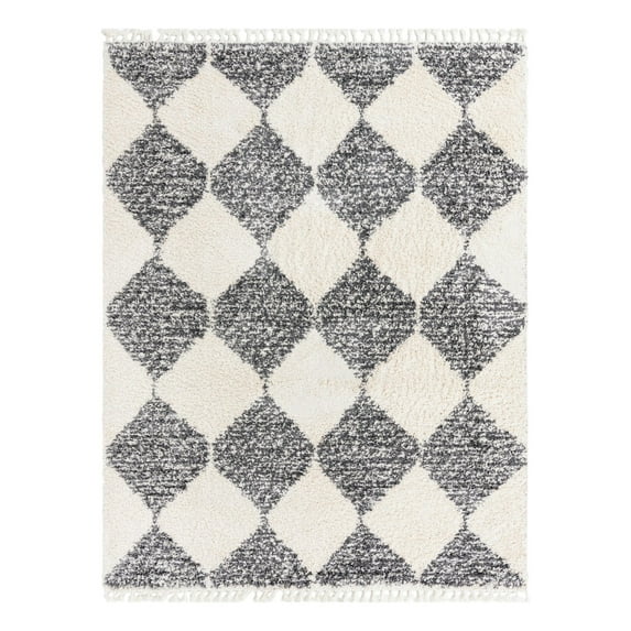 Unique Loom Serenity Shag Collection Area Rug - Soufriere (7' 10" x 10' Rectangle White/Gray)