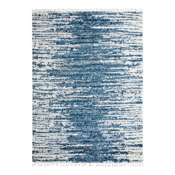 Unique Loom Serenity Shag Collection Area Rug - Vigie (9' x 12' Rectangle Blue/Ivory)