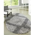 thumbnail image 1 of Unique Loom Serenity Shag Collection Area Rug - Walcott (7' 10" x 10' Oval Gray/Ivory), 1 of 10