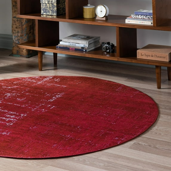 Unique Loom Valencia Collection Area Rug - Seville (5' 3" Round Red/Ivory)