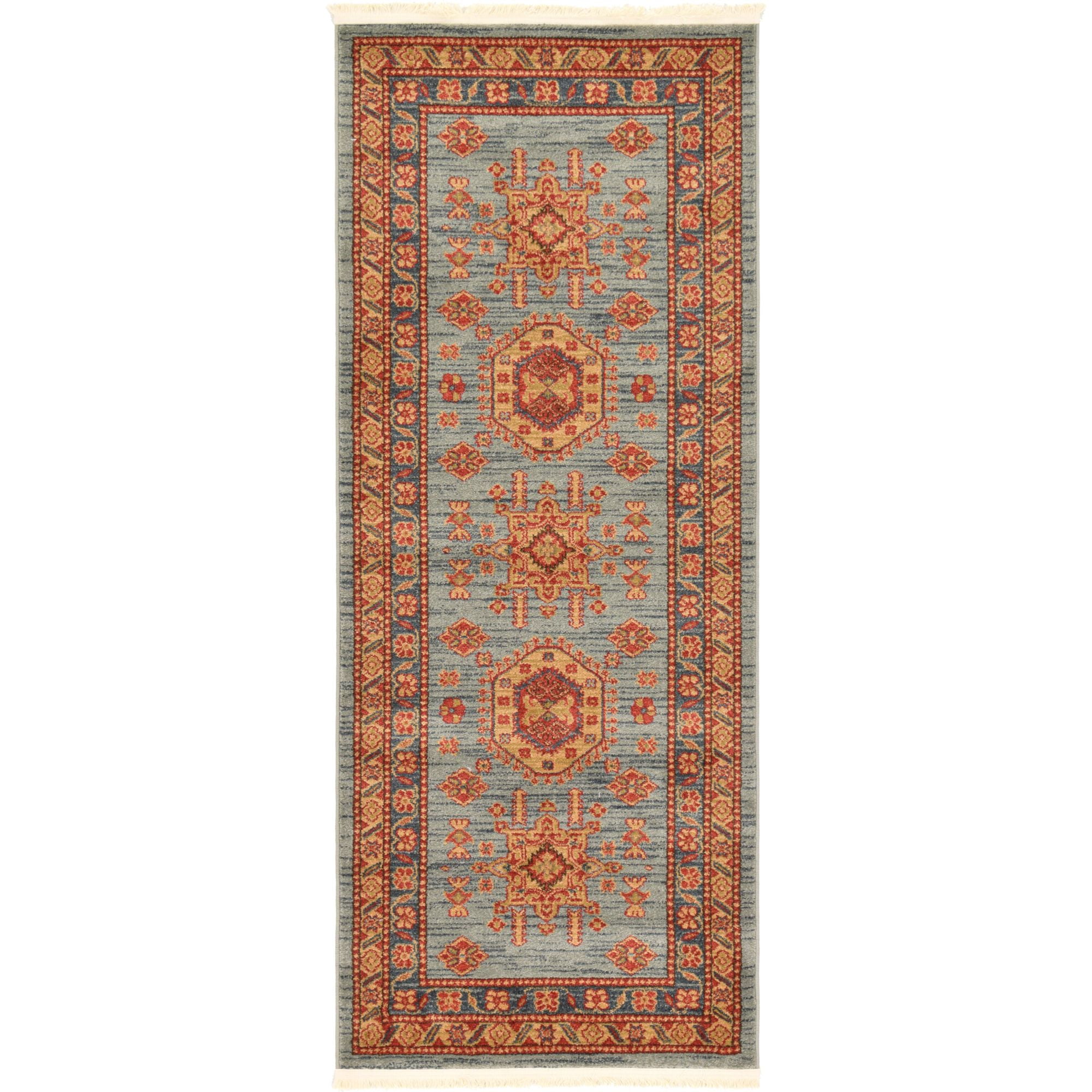 Light Blue Vintage Southwestern Runner Rug