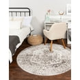 thumbnail image 1 of Unique Loom Sheldonian Oxford Rug Gray/Ivory 3' Round Border Bohemian Perfect For Dining Room Entryway Bed Room, 1 of 4