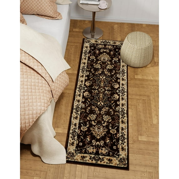 Unique Loom Sialk Hill Collection Area Rug - Washington (2' x 8' 2" Runner Brown/Black)