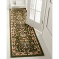 thumbnail image 1 of Unique Loom Sialk Hill Collection Area Rug - Washington (3' x 16' 5" Runner Green/Hunter Green) Floral Traditional Perfect For Living Room Bed Room Dining Room Office, 1 of 8