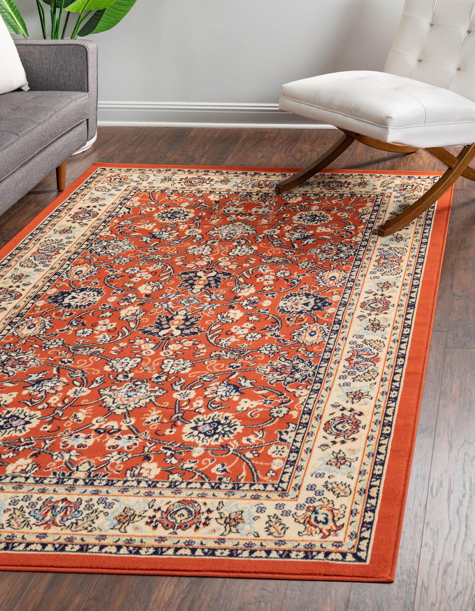 Terracotta & Ivory 6' x 9' Reversible Synthetic Rug