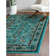 thumbnail image 1 of Unique Loom Sialk Hill Collection Area Rug - Washington (7' 1" x 10' Rectangle Turquoise/Black) Floral Traditional Perfect For Living Room Bed Room Dining Room Office, 1 of 7