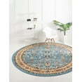 thumbnail image 1 of Unique Loom Sialk Hill Collection Area Rug - Washington (7' 10" Round Light Blue/Navy Blue) Floral Traditional Perfect For Living Room Bed Room Dining Room Office, 1 of 7