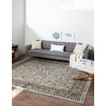 thumbnail image 1 of Unique Loom Sialk Hill Collection Area Rug - Washington (7' 10" Square Gray/Black) Floral Traditional Perfect For Living Room Bed Room Dining Room Office, 1 of 8